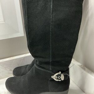 Anne Klein Black Suede Knee-High Boots